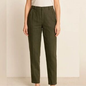 Tailored High-Rise Olive Green Trousers